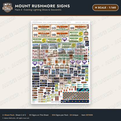 Alpine Railworks 30745N N Scale Tourist Signs - Mount Rushmore