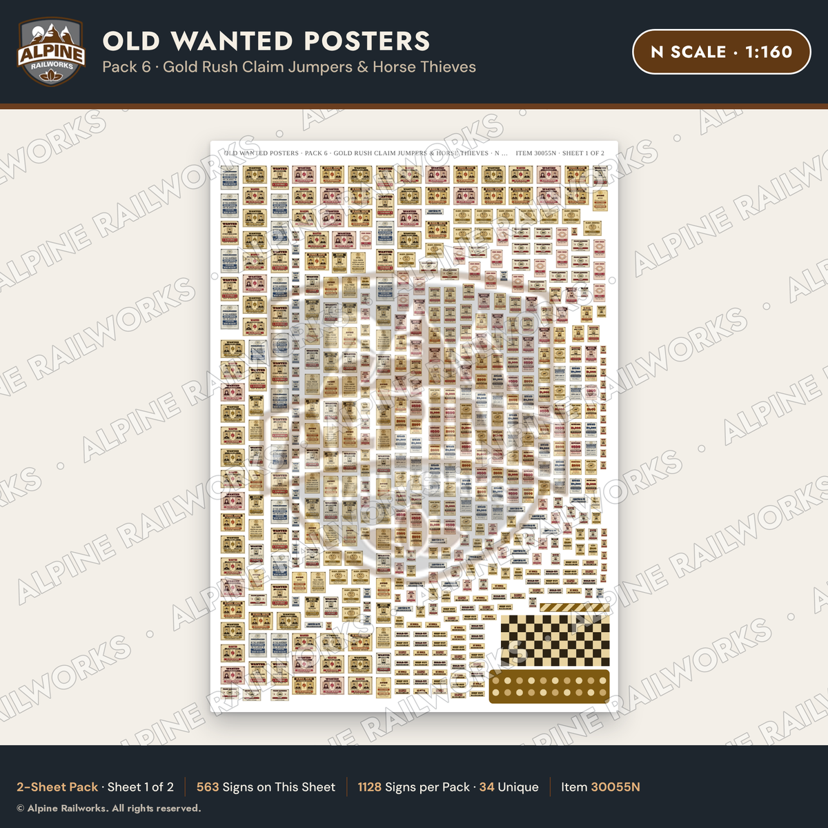 Alpine Railworks 30055N N Scale Old Wanted Posters