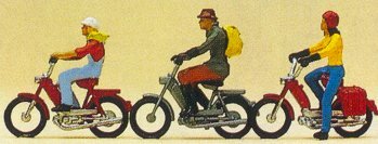 Preiser 10125 HO Scale Recreation & Sports -- Mopeds w/Riders