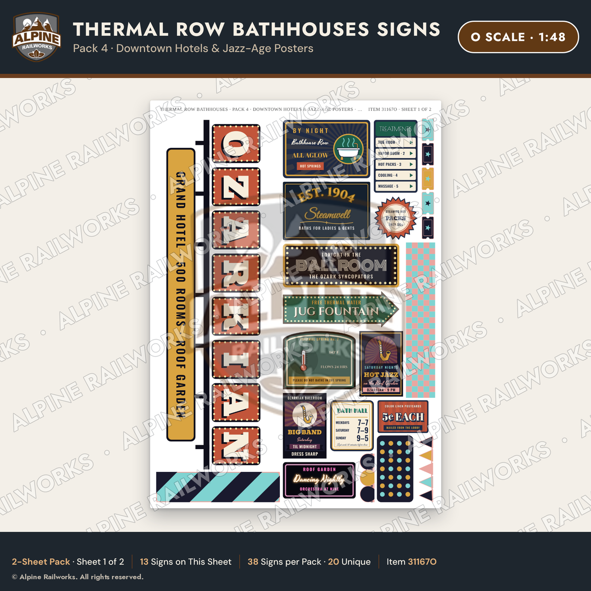 Alpine Railworks 31167O O Scale Roadside Signs - Hot Springs