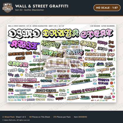 Alpine Railworks 30536HO HO Scale Wall & Street Graffiti Cut-Outs
