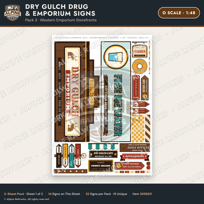 Alpine Railworks 30562O O Scale Roadside Signs - Western Drug Store