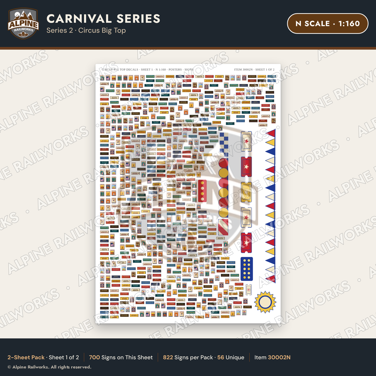 Alpine Railworks 30002N N Scale Carnival Signs - Circus Big Top