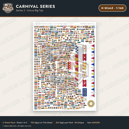 Alpine Railworks 30002N N Scale Carnival Signs - Circus Big Top