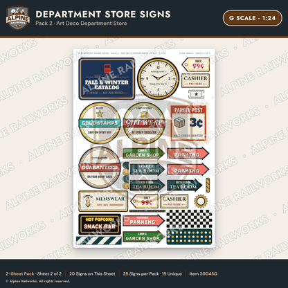 Alpine Railworks 30045G G Scale Department Store Signs