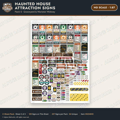Alpine Railworks 30234HO HO Scale Haunted House Attraction Signs