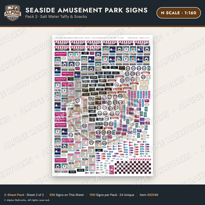Alpine Railworks 30214N N Scale Seaside Amusement Park Signs