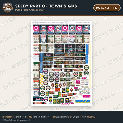 Alpine Railworks 30288HO HO Scale Seedy Part of Town Signs