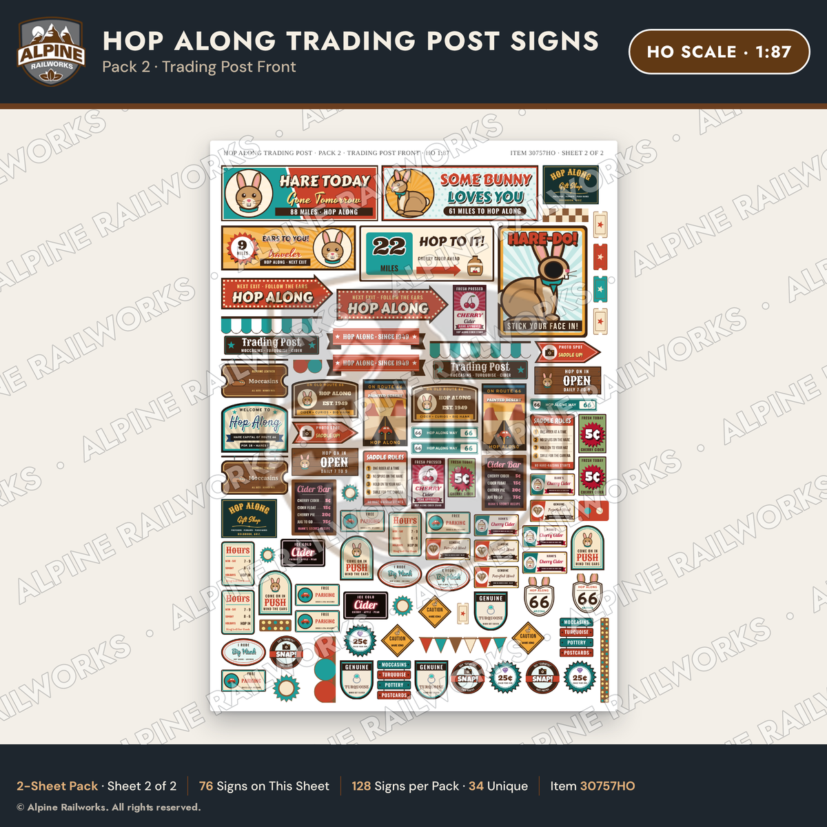 Alpine Railworks 30757HO HO Scale Roadside Signs - Trading Post