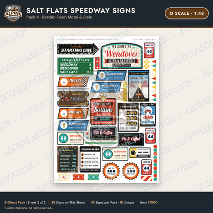Alpine Railworks 31161O O Scale Racing Signs - Salt Flats Speedway