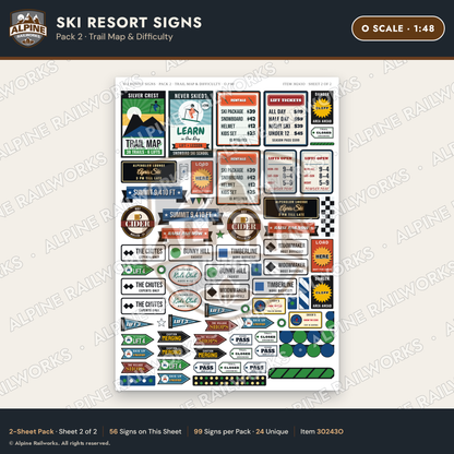 Alpine Railworks 30243O O Scale Ski Resort Signs - Trail Map
