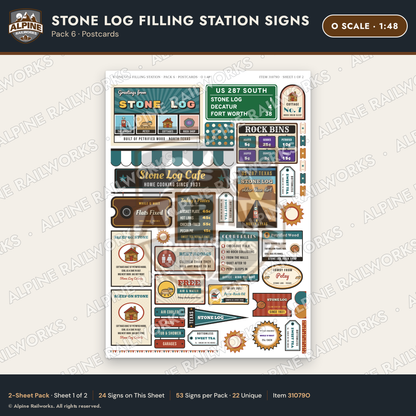 Alpine Railworks 31079O O Scale Roadside Signs - Petrified Wood