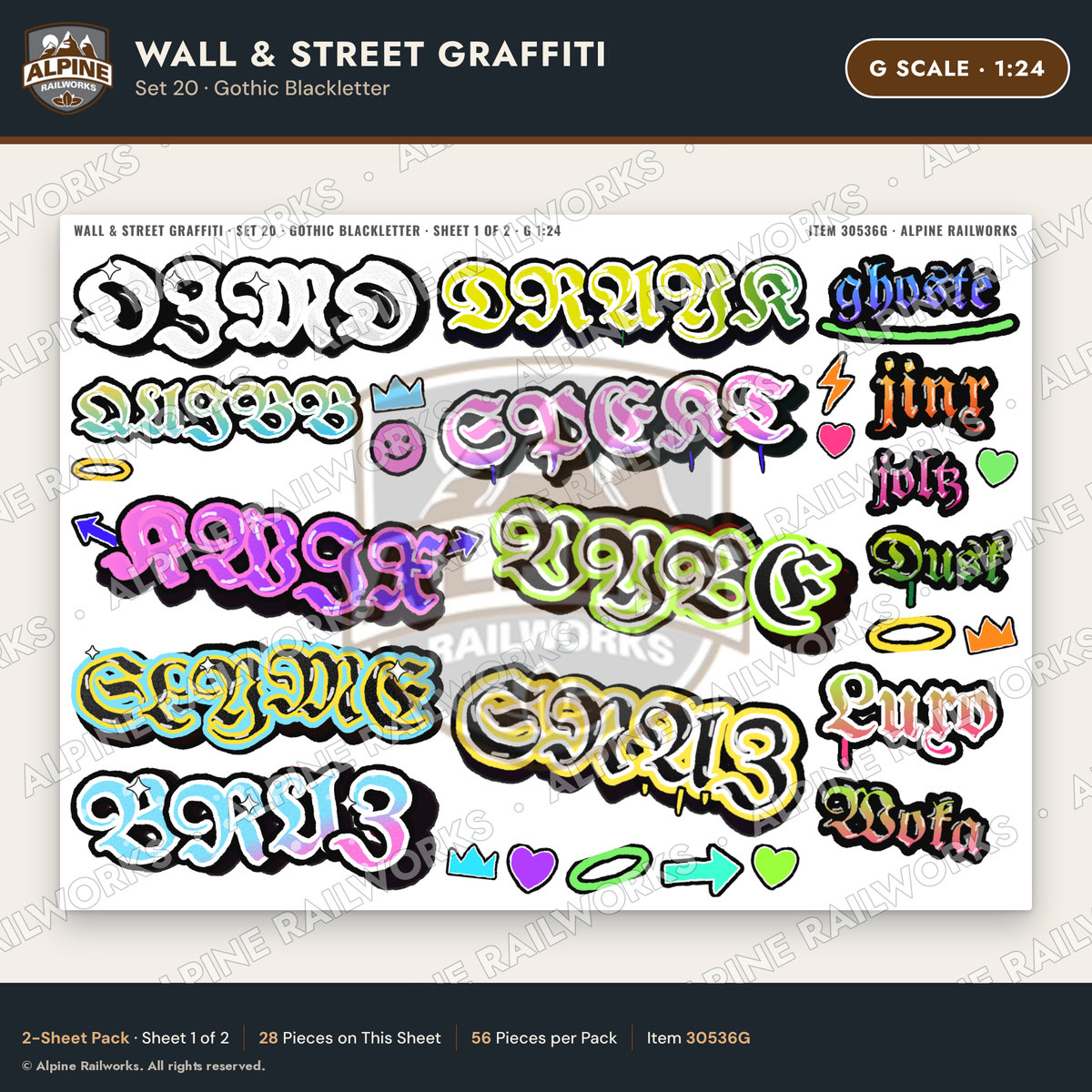 Alpine Railworks 30536G G Scale Wall & Street Graffiti Cut-Outs
