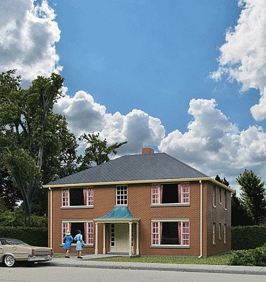 Walthers Cornerstone 933-3781 HO Scale Four-Unit Brick Apartment Building -- Kit