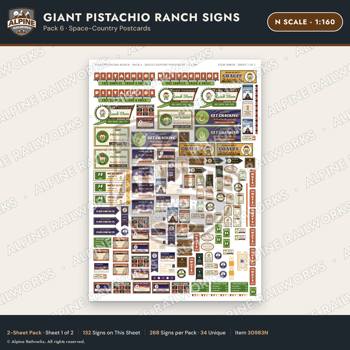 Alpine Railworks 30983N N Scale Roadside Signs - Giant Pistachio