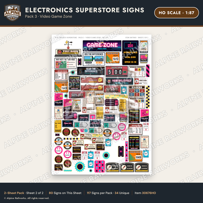 Alpine Railworks 30676HO HO Scale Electronics Superstore Signs