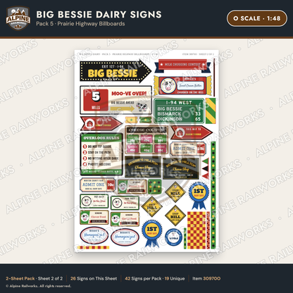 Alpine Railworks 30970O O Scale Roadside Signs - Giant Cow Dairy