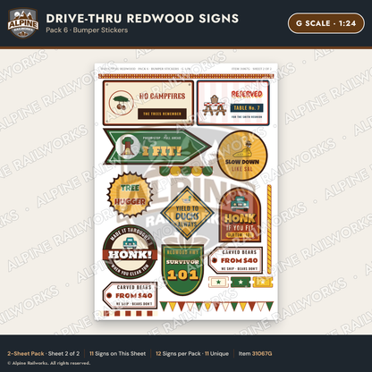 Alpine Railworks 31067G G Scale Roadside Signs - Drive-Thru Tree