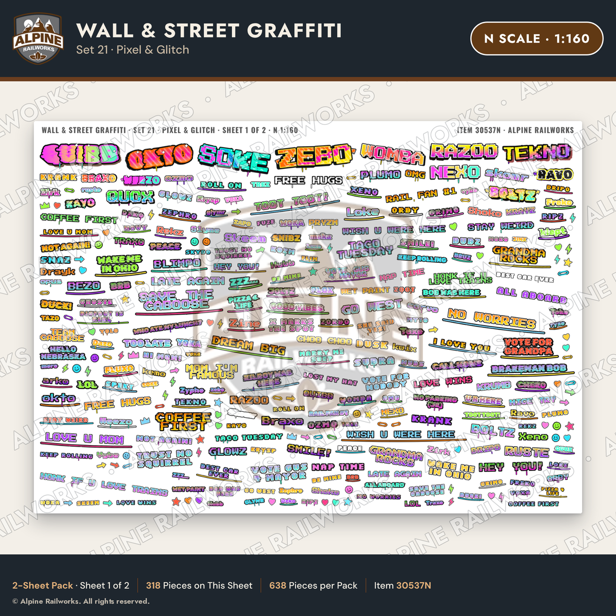 Alpine Railworks 30537N N Scale Wall & Street Graffiti Cut-Outs