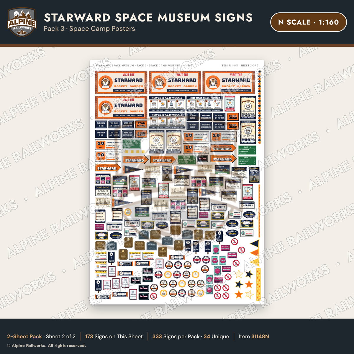 Alpine Railworks 31148N N Scale Roadside Signs - Space Museum