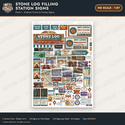 Alpine Railworks 31074HO HO Scale Roadside Signs - Petrified Wood