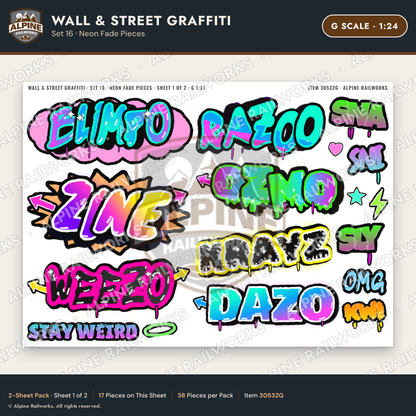 Alpine Railworks 30532G G Scale Wall & Street Graffiti Cut-Outs