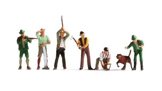 Noch 15060 HO Scale Hunters, Lumberjacks and Dog