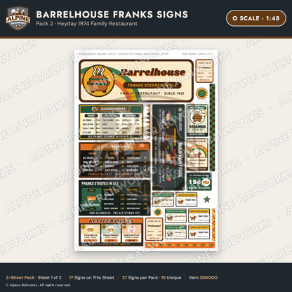 Alpine Railworks 30600O O Scale Fast Food Signs - Hot Dogs