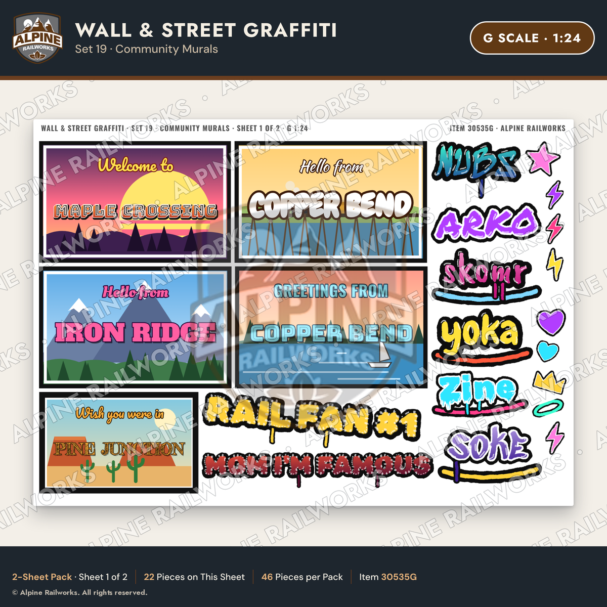 Alpine Railworks 30535G G Scale Wall & Street Graffiti Cut-Outs