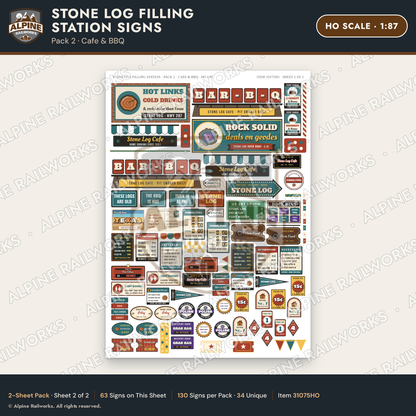 Alpine Railworks 31075HO HO Scale Roadside Signs - Petrified Wood