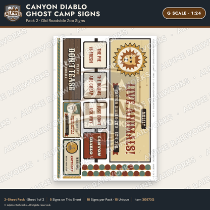 Alpine Railworks 30573G G Scale Roadside Signs - Desert Ghost Town