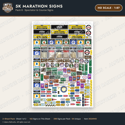 Alpine Railworks 30241HO HO Scale 5K Marathon Signs - Spectator
