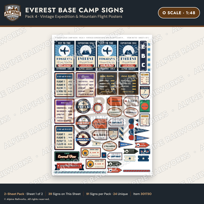 Alpine Railworks 30173O O Scale Everest Base Camp Signs - Expedition