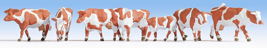 Noch 15726 HO Scale Cows -- Brown, White pkg(7)
