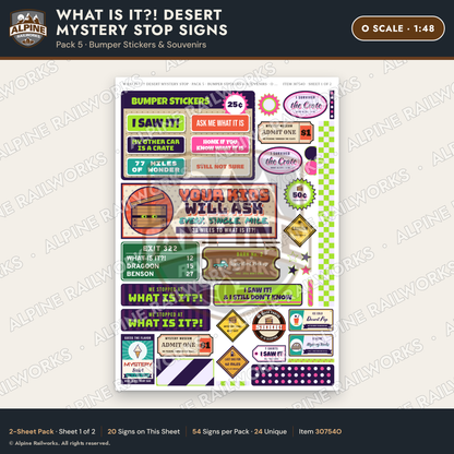 Alpine Railworks 30754O O Scale Roadside Signs - Desert Mystery Stop