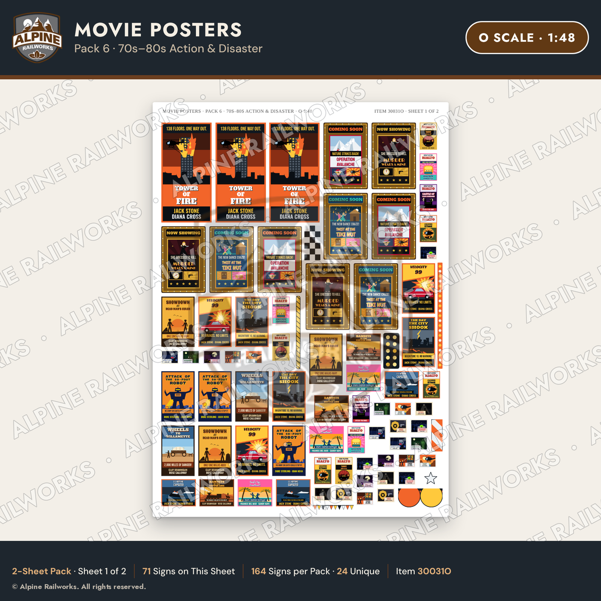 Alpine Railworks 30031O O Scale Movie Posters - 70s-80s Action