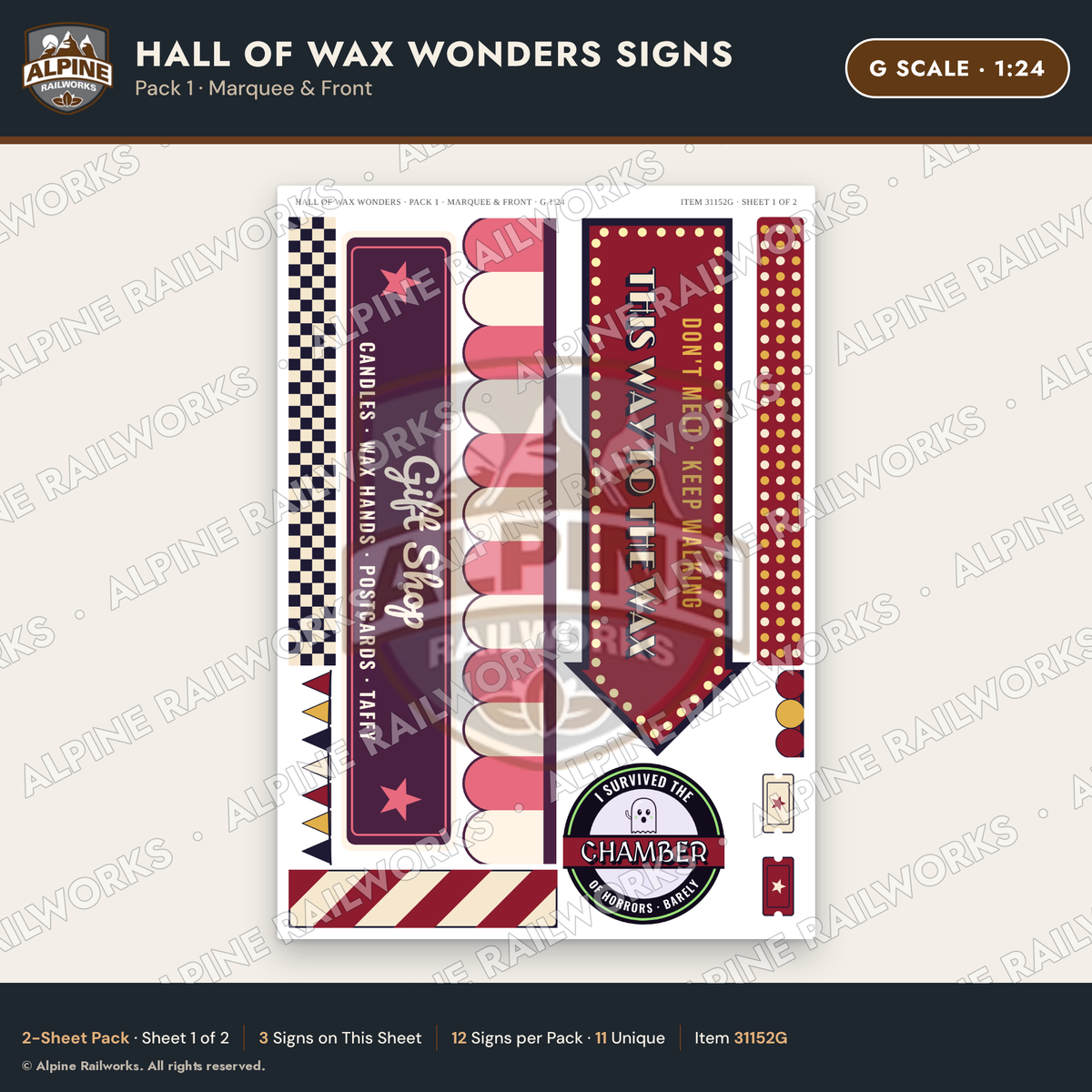 Alpine Railworks 31152G G Scale Roadside Attraction Signs - Wax Museum
