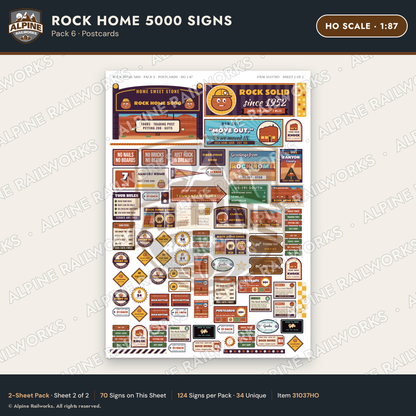 Alpine Railworks 31037HO HO Scale Roadside Signs - Cliff Rock House