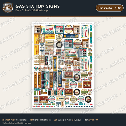 Alpine Railworks 30015HO HO Scale Gas Station Signs