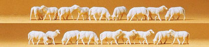 Preiser 14161 HO Scale Animals -- Sheep (white) pkg(18)