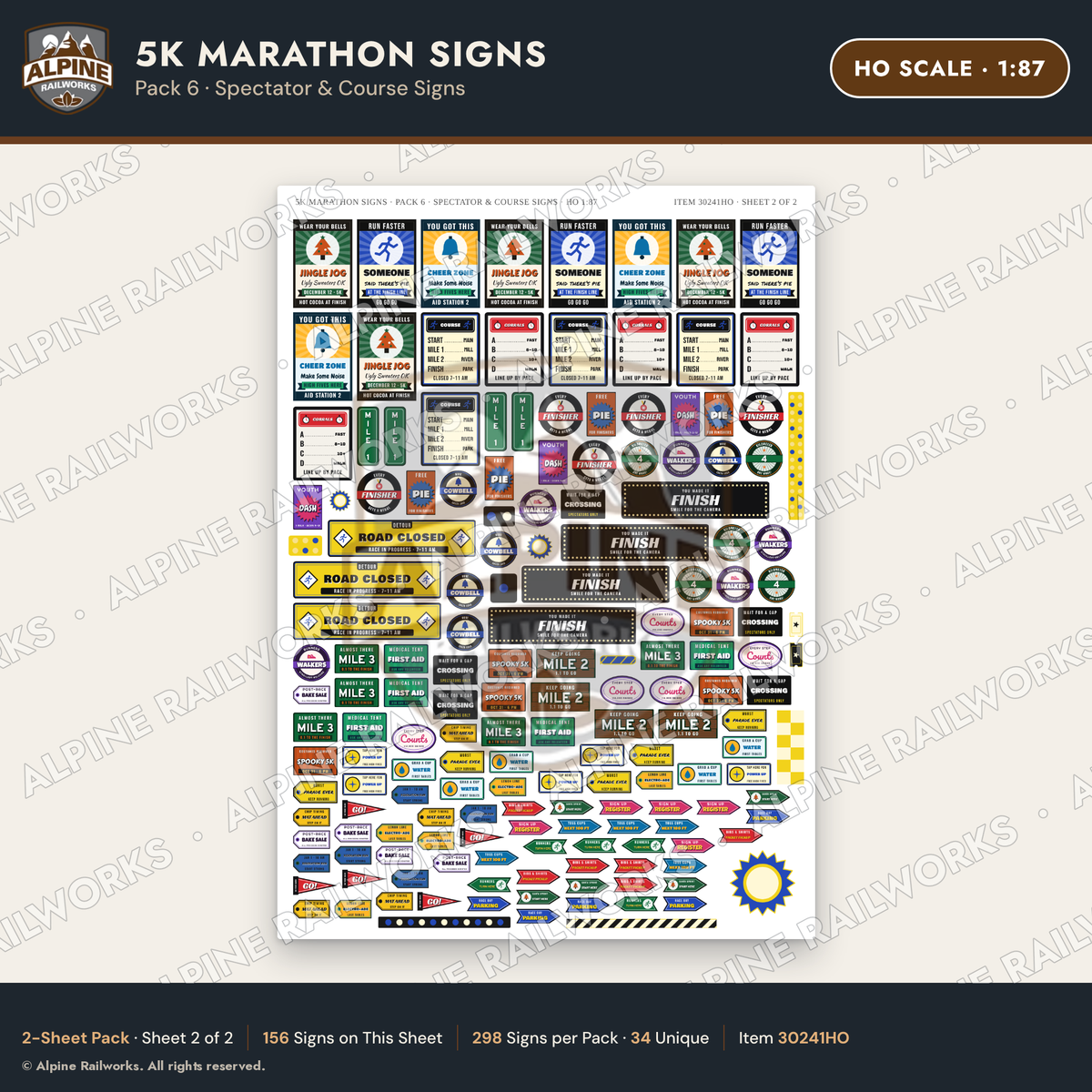 Alpine Railworks 30241HO HO Scale 5K Marathon Signs - Spectator