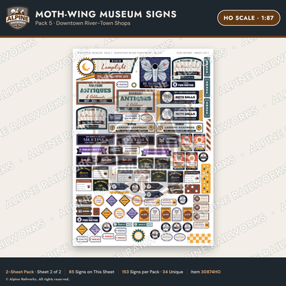 Alpine Railworks 30874HO HO Scale Roadside Signs - Mothman Museum