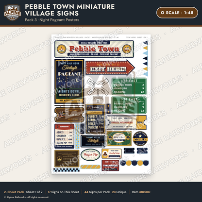 Alpine Railworks 31058O O Scale Roadside Signs - Miniature Village