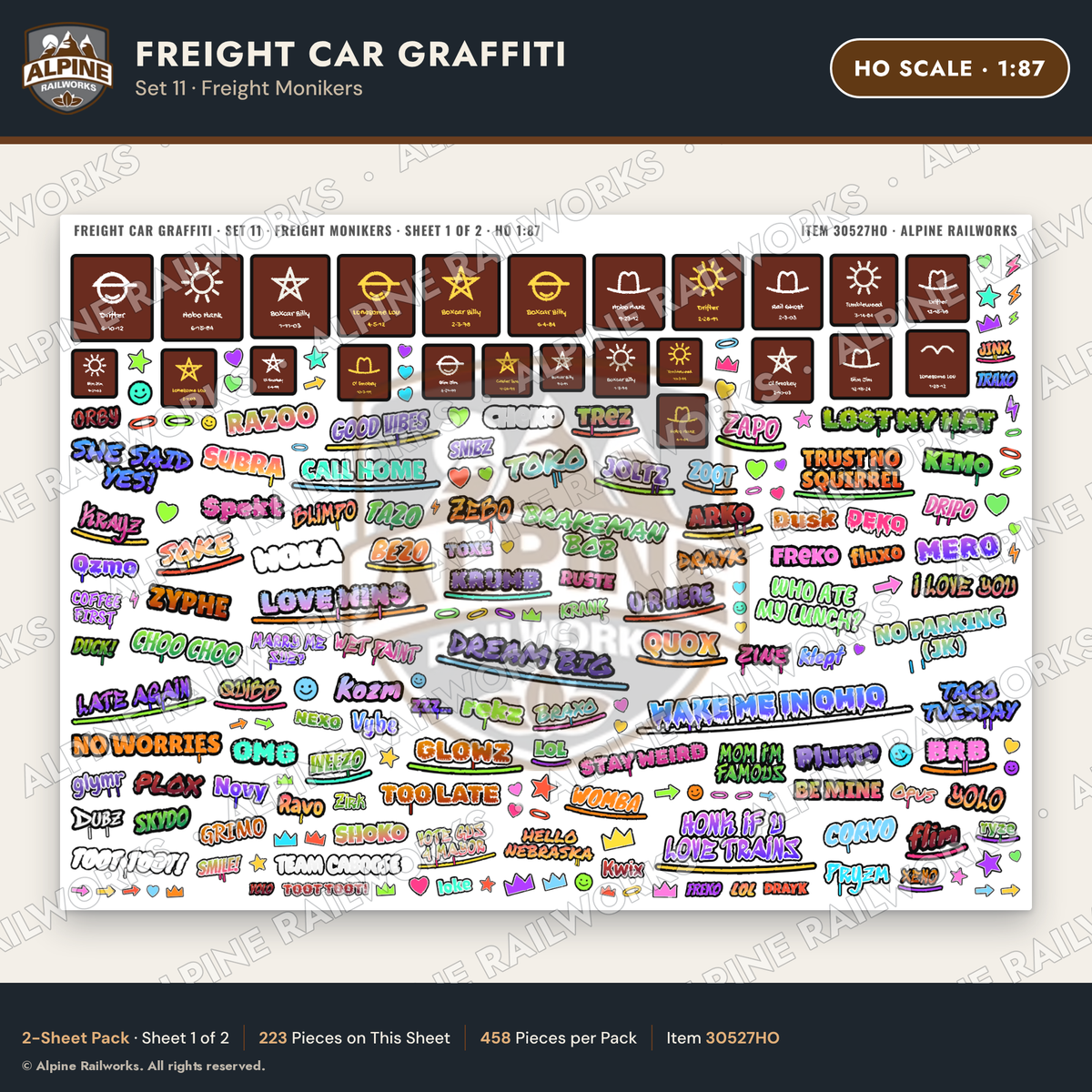 Alpine Railworks 30527HO HO Scale Freight Car Graffiti Cut-Outs