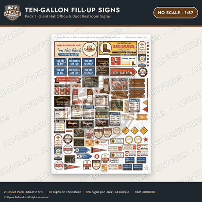 Alpine Railworks 30918HO HO Scale Roadside Signs - Cowboy Hat