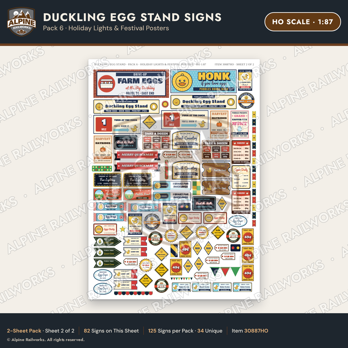 Alpine Railworks 30887HO HO Scale Roadside Signs - Giant Duck