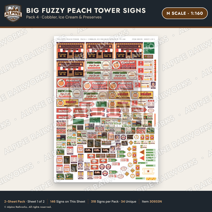 Alpine Railworks 30933N N Scale Roadside Signs - Peach Water Tower