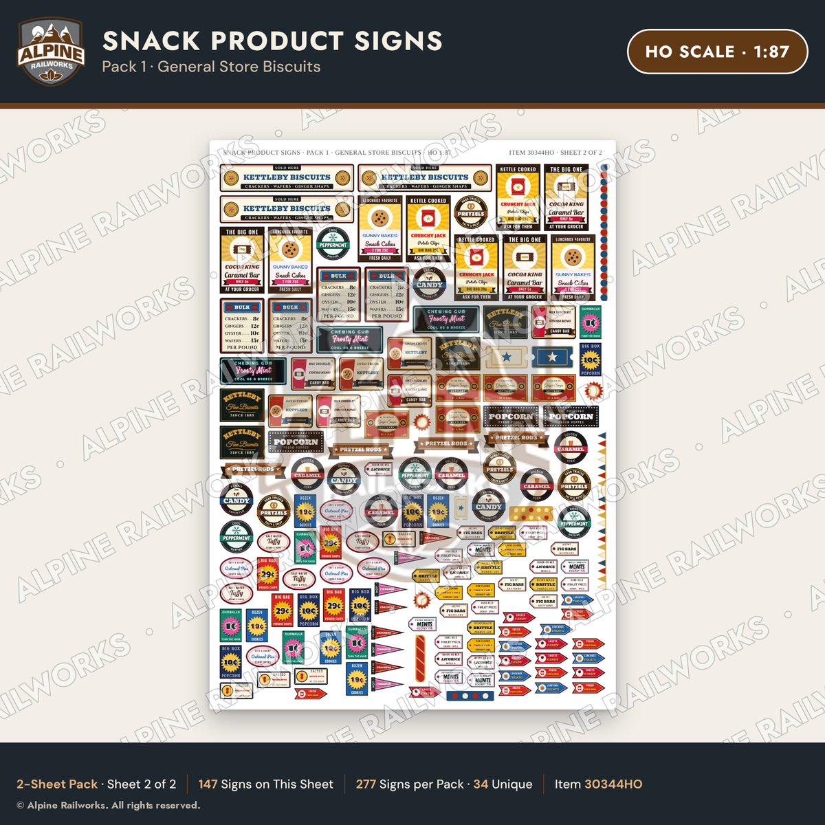 Alpine Railworks 30344HO HO Scale Snack Product Signs
