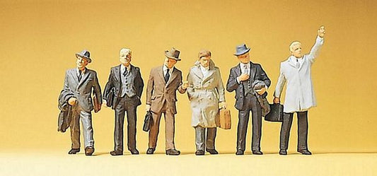 Preiser 10381 HO Scale Passengers -- Businessmen w/Coats pkg(6)