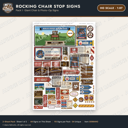 Alpine Railworks 30984HO HO Scale Roadside Signs - Giant Rocking Chair